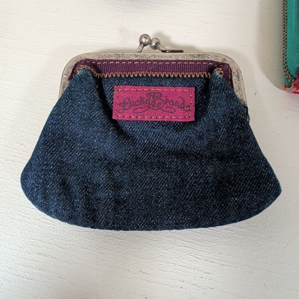 Vintage Lucky Brand Denim Coin Purse - Y2K Boho Kiss-Lock Change Pouch